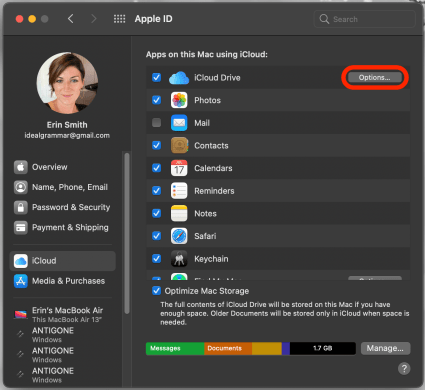 Click on Options