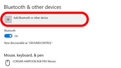 Click Add Bluetooth or other device.