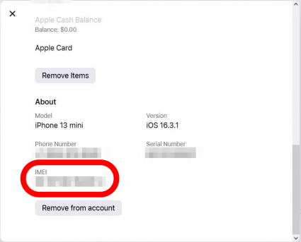 Scroll down, and you'll find the IMEI number as well.
