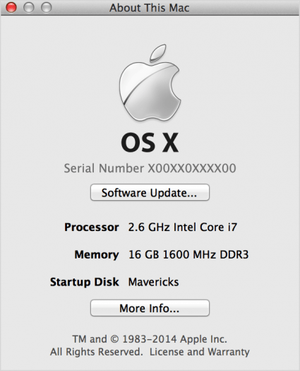 Some users may see a different window. If you don't see your serial number right away, you may need to click on the software version underneath the bolded software title