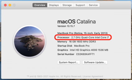 Check to see whether your Mac has an Intel processor or Apple processor.
