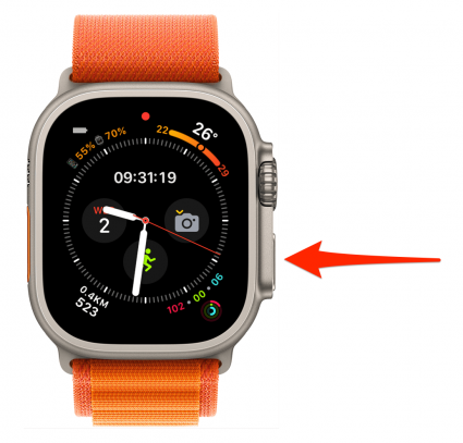 Press the Side button on your unlocked Apple Watch.