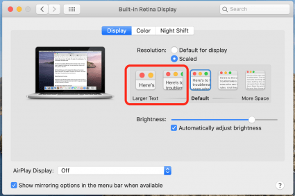 Select a bigger font size on your Mac