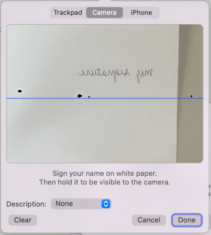 position signature in camera
