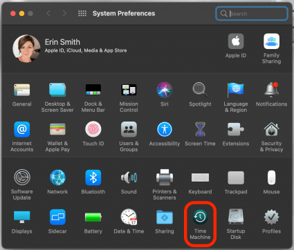 Click on Time Machine to back up Mac