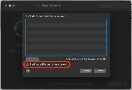 Check back up while on battery power