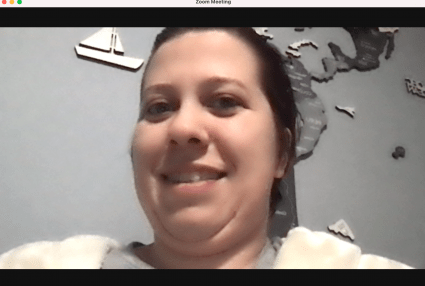 Upward camera angle during video call