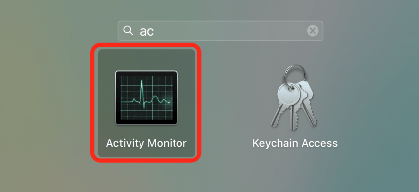 Click to open the activity monitor app.