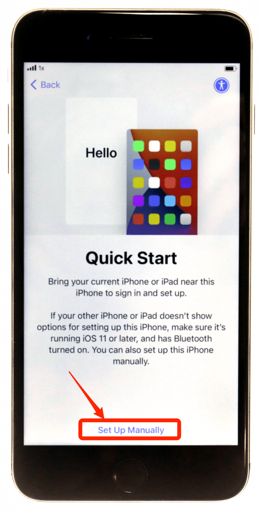 Tap Set Up Manually