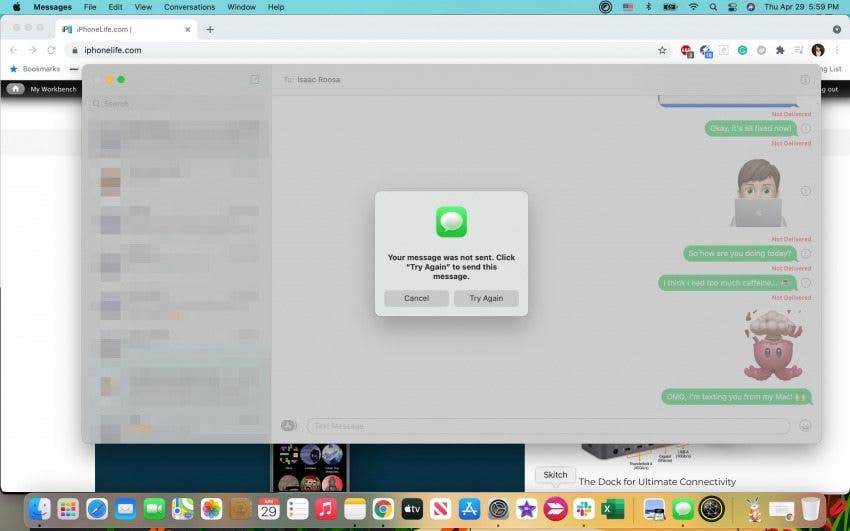 Message can't be sent.