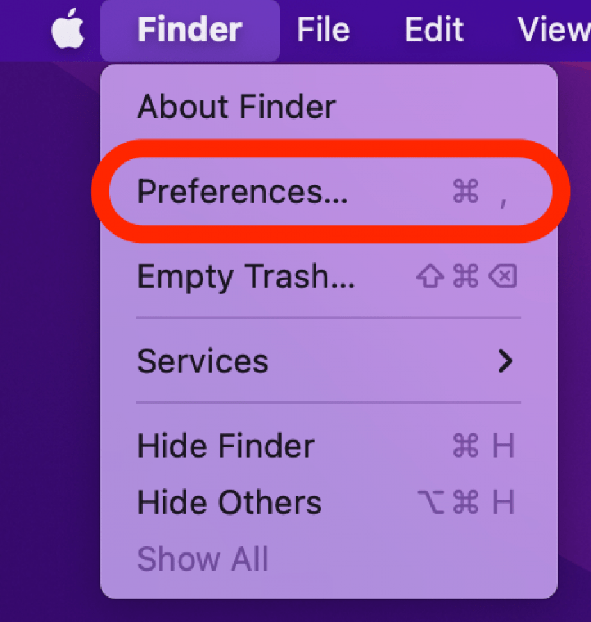 click preferences to edit mac finder options when iphone won't connect to mac