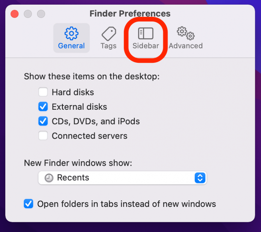 click sidebar for mac sidebar settings when mac not recognizing iphone