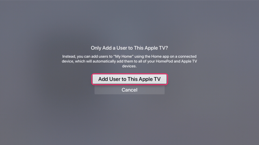 add new user for how to back up your apple tv