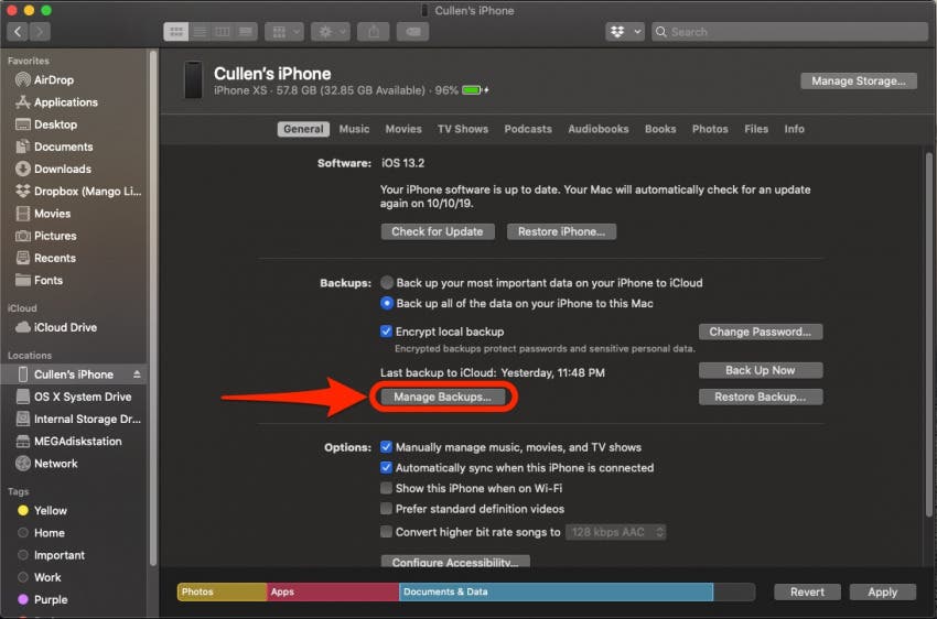 Restaurer votre iPhone à partir du Finder