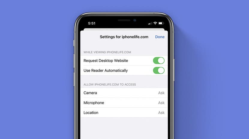title= ipad safari website settings
