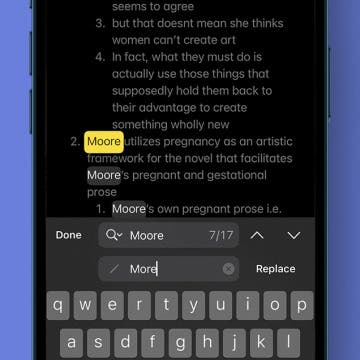 how to find & replace text on iPhone