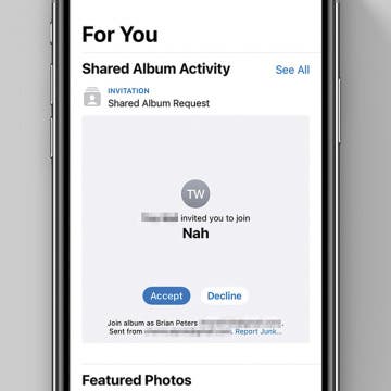 ios safari save bookmark Shared Album invitation top image