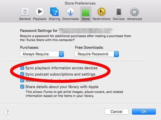 how to sync podcasts app to mac