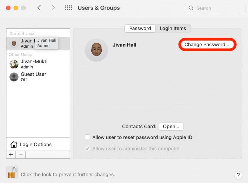 Change Mac Password Step 7- Change Password