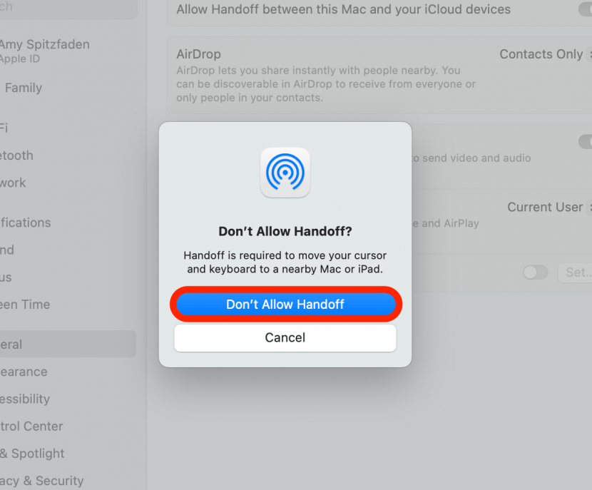 click don't allow handoff how to unlink iphone from mac