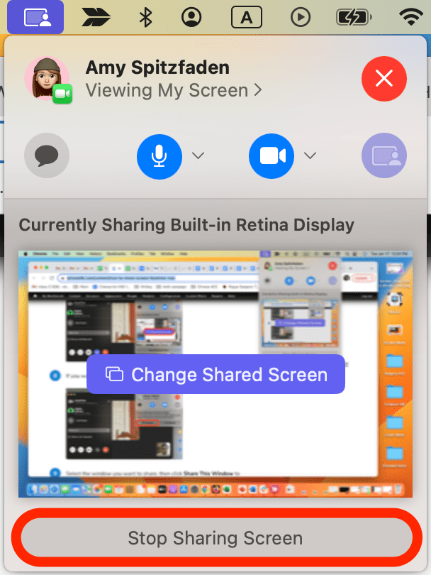 Stop sharing screen