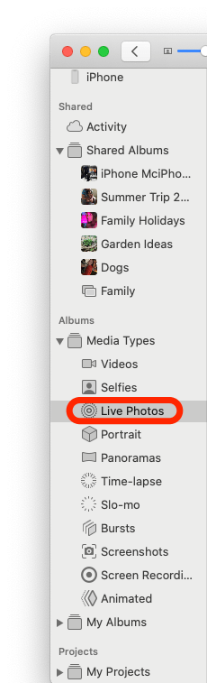 click albums in the sidebar