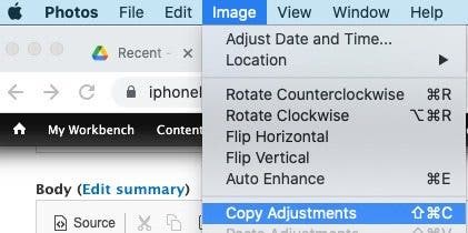 click copy adjustments