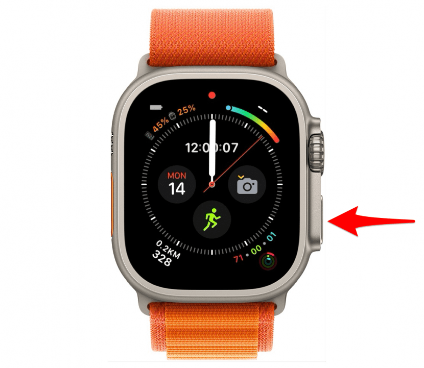 Press the Side button to open your Apple Watch Control Center.