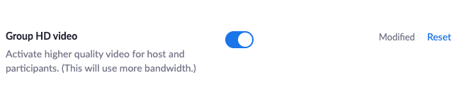 toggle off HD video