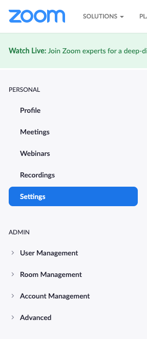 zoom settings