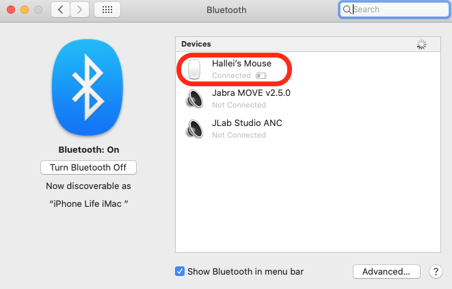 check the battery level for your bluetooth mouse