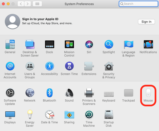 mouse settings on mac