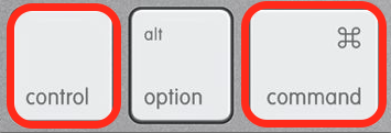 touch and hold the control and command buttons