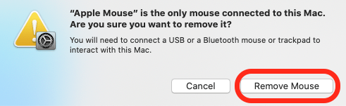 click remove mouse to disconnect bluetooth mouse