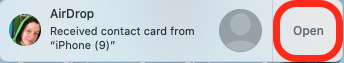 click open to open the contact