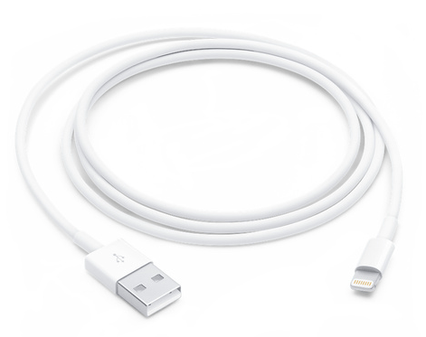 lightning cable with lightning connector on one side and usb on the other