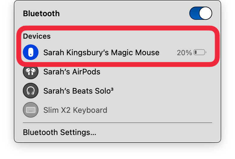 проверьте, подключена ли мышь, и проверьте процент заряда батареи проверьте, подключена ли мышь, и проверьте процент заряда батареи