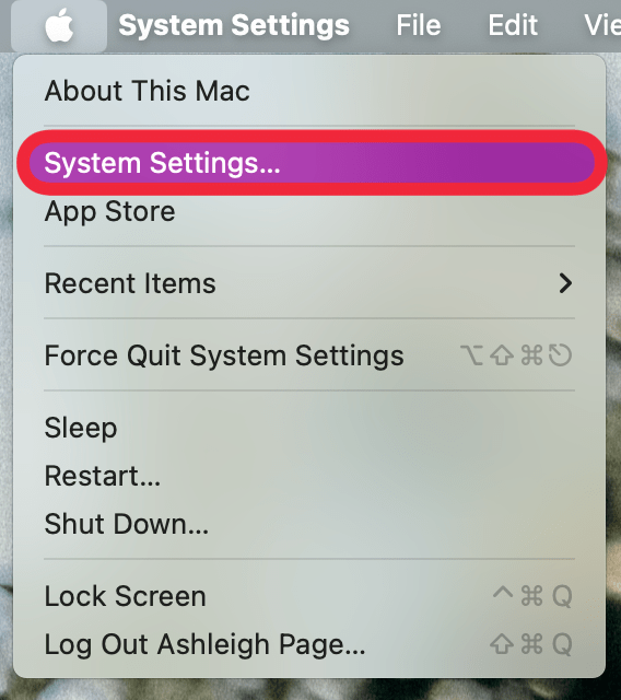 tap apple post then tap system settings