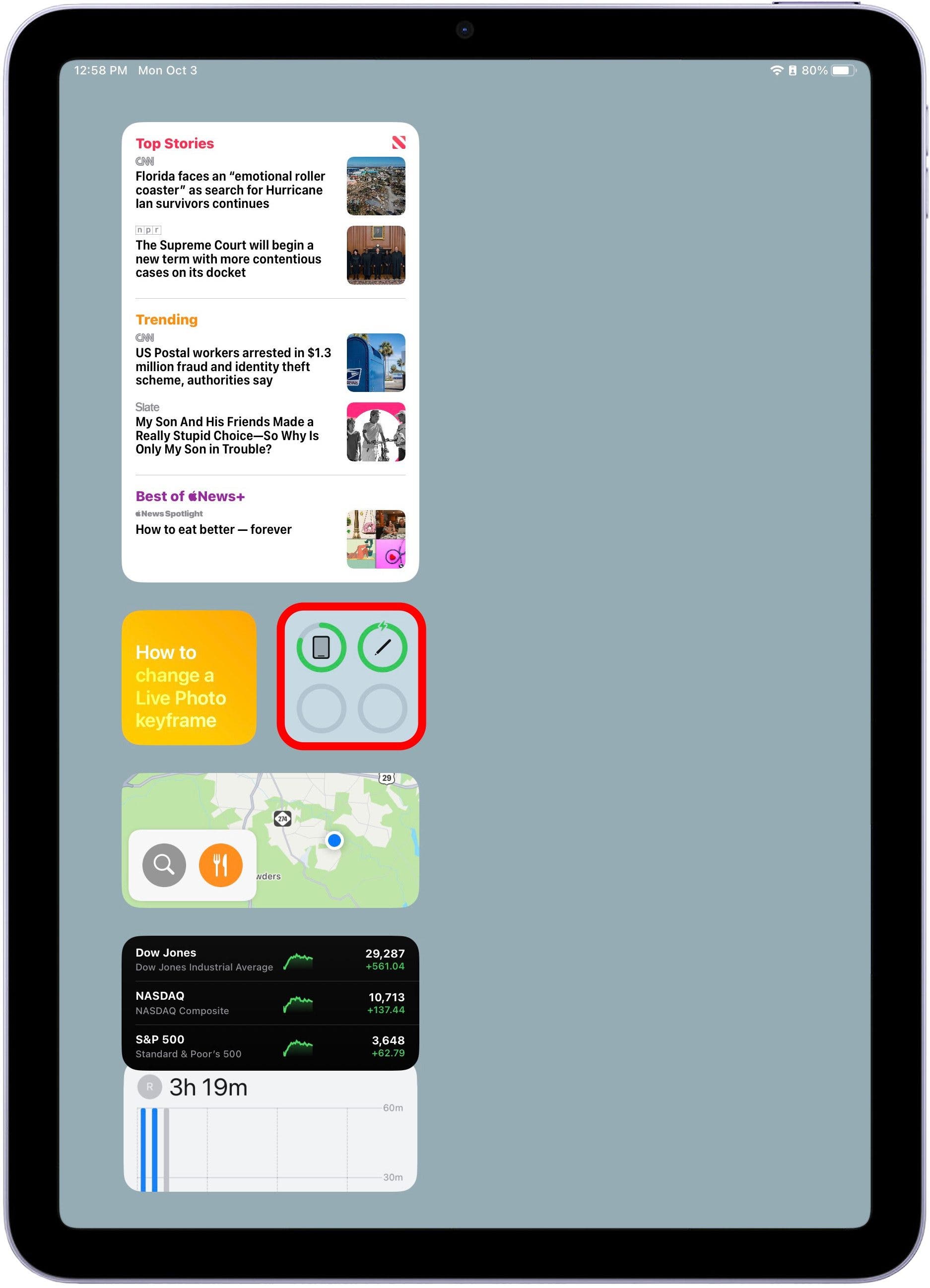 Then, you can see your Apple Pencil's battery status via the Apple Pencil widget. If you do not see the Apple Pencil widget, keep reading.