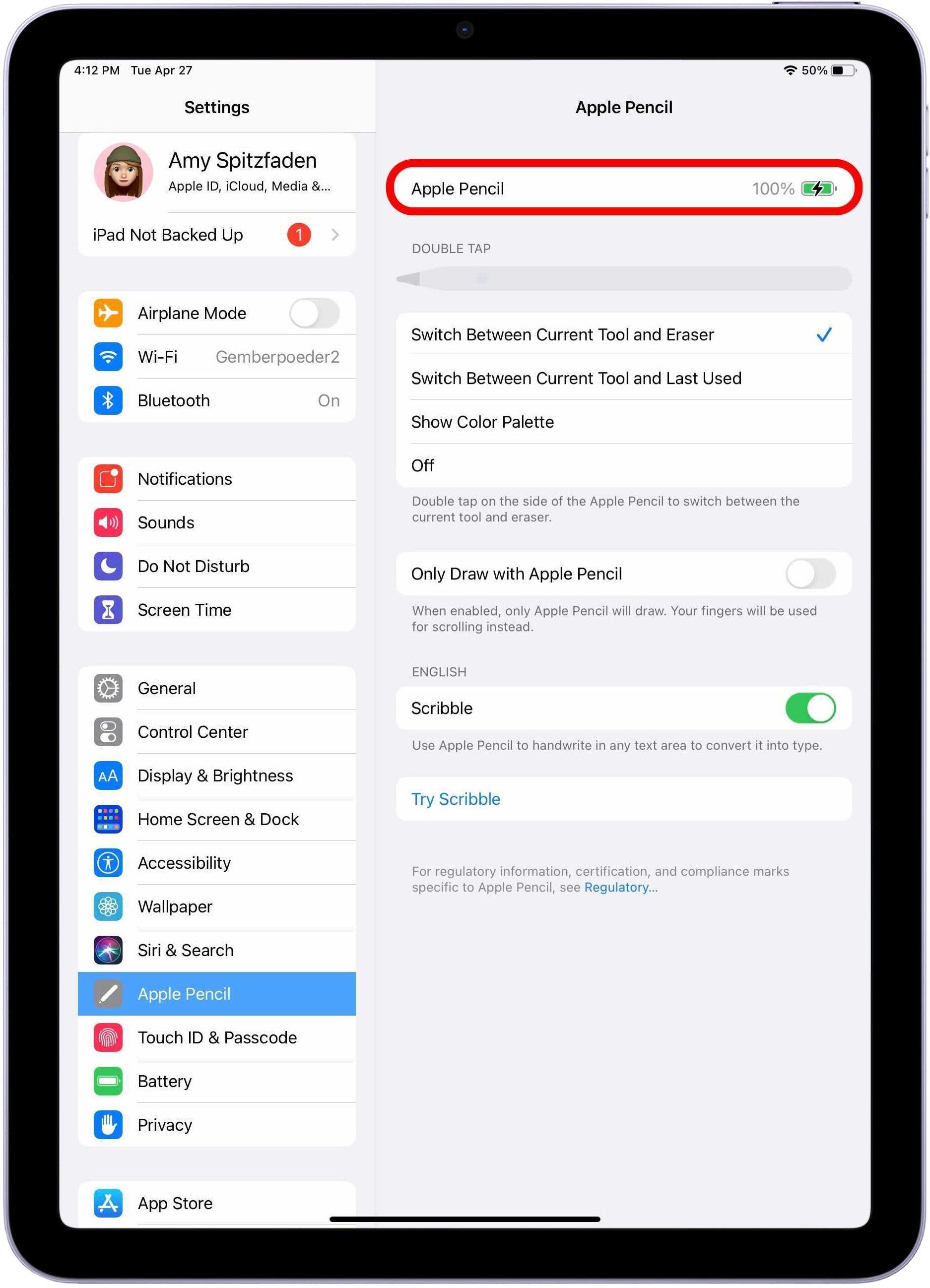 how to know if apple pencil is charging