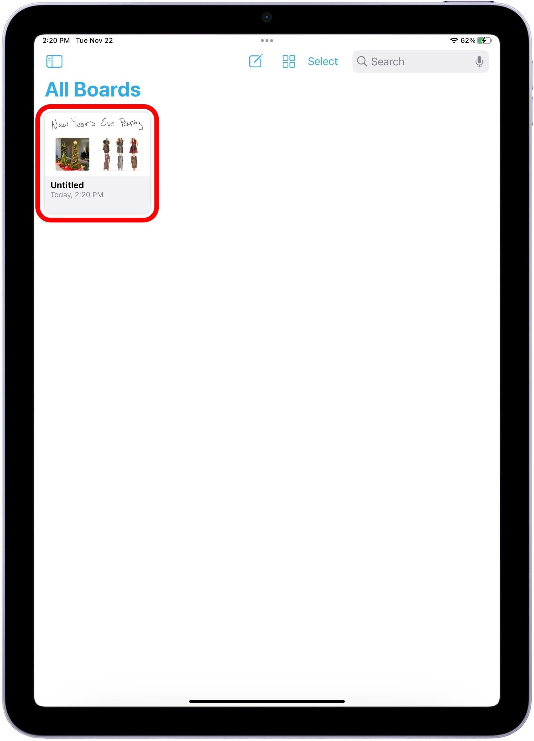 tap the freeform ipad board you want to share