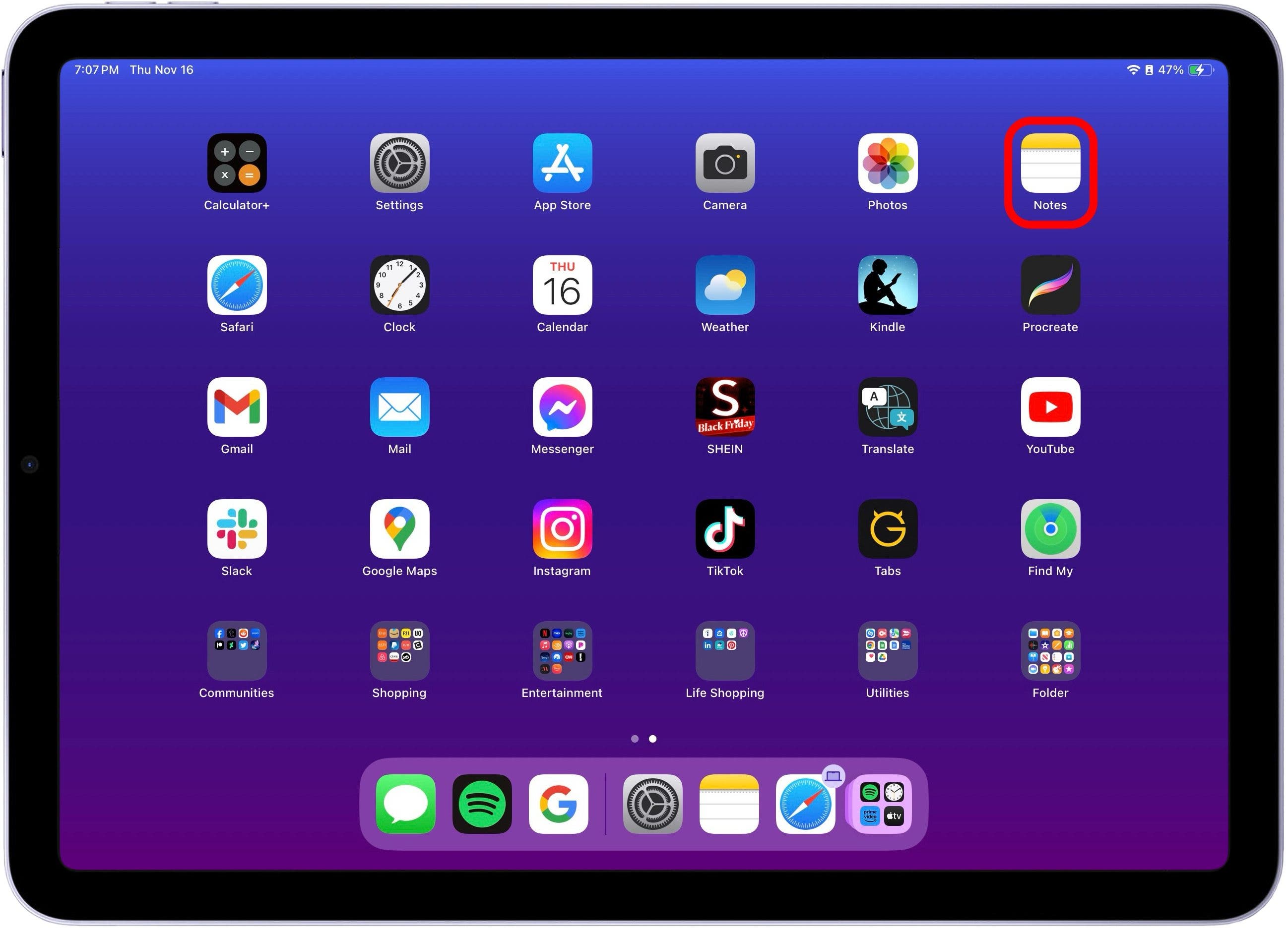 open the notes app on ipad