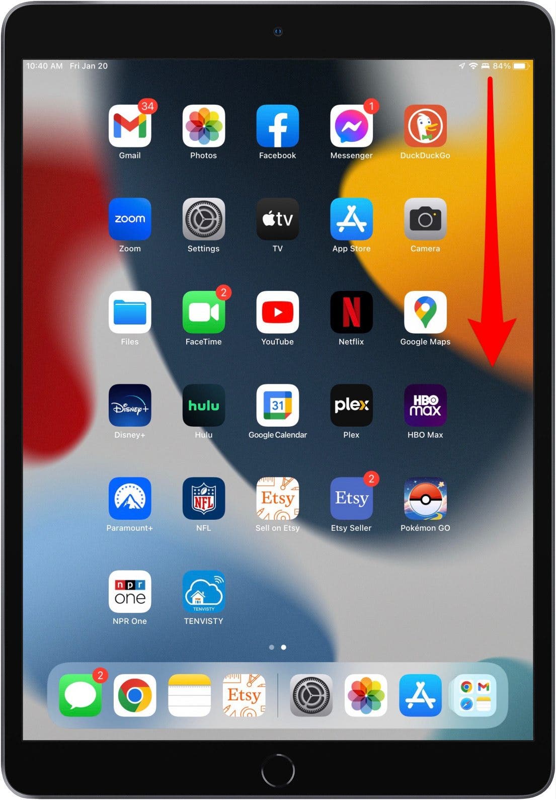 Open your Control Center by swiping down from the top right corner.