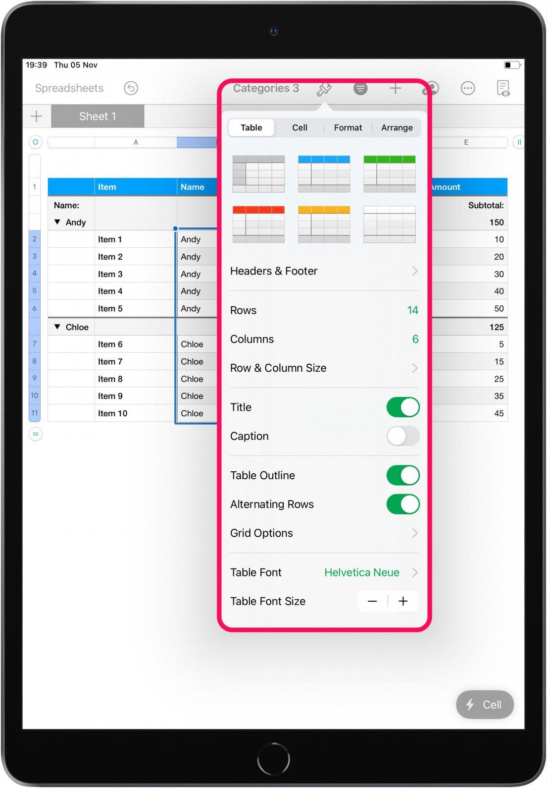 How to Format Tables in the Numbers App on the iPhone & iPad Chart Formatting Options In Numbers Ipad
