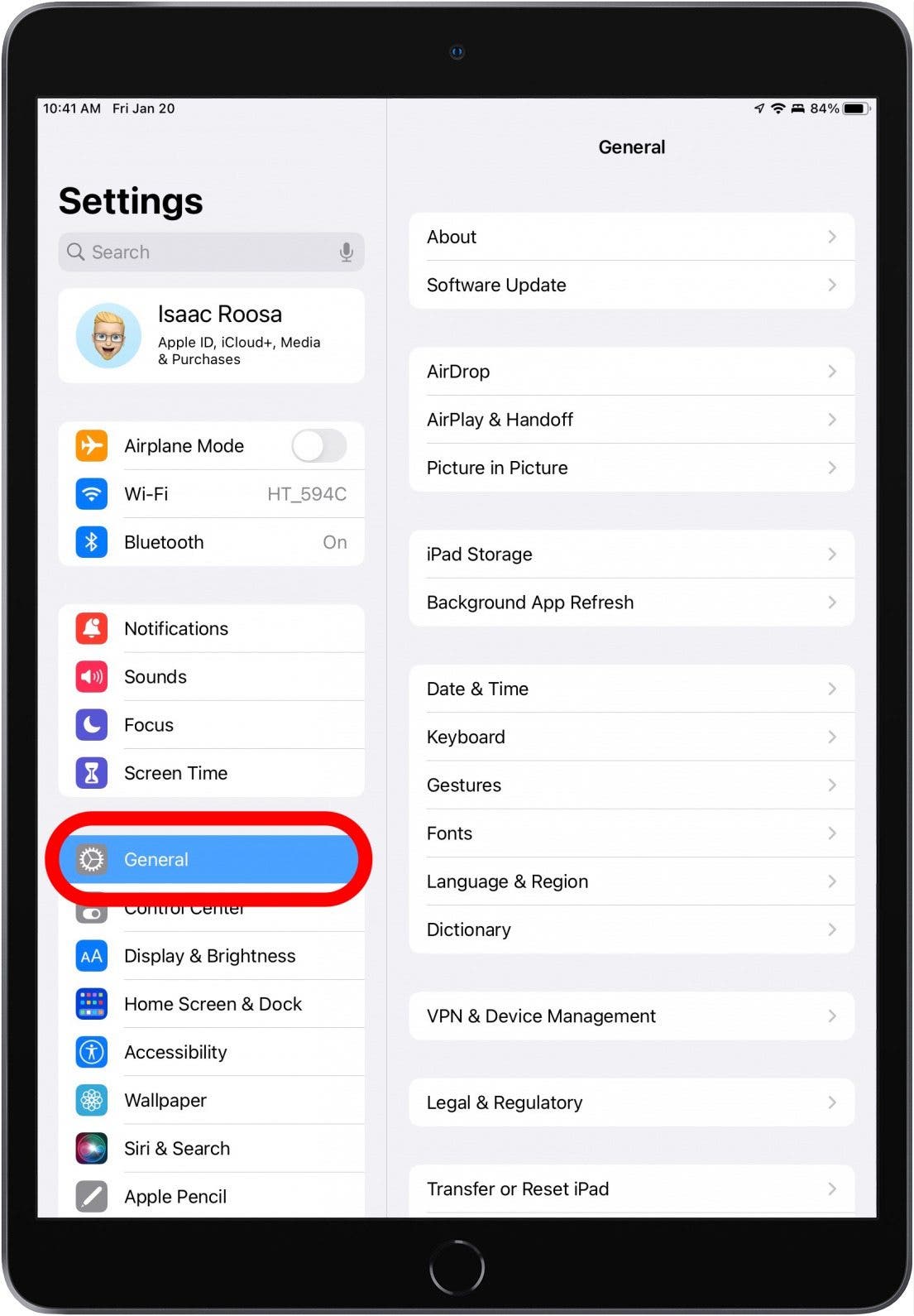 Open Settings and tap General.
