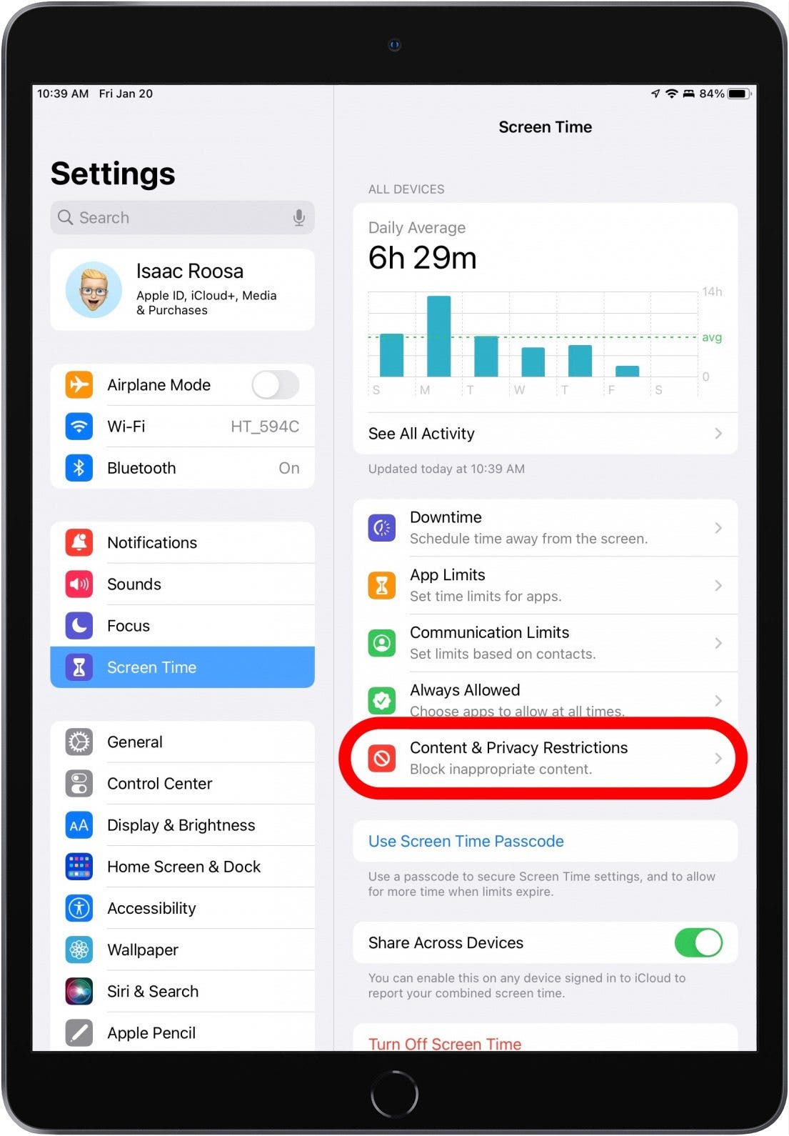 Select Content & Privacy Restrictions. 