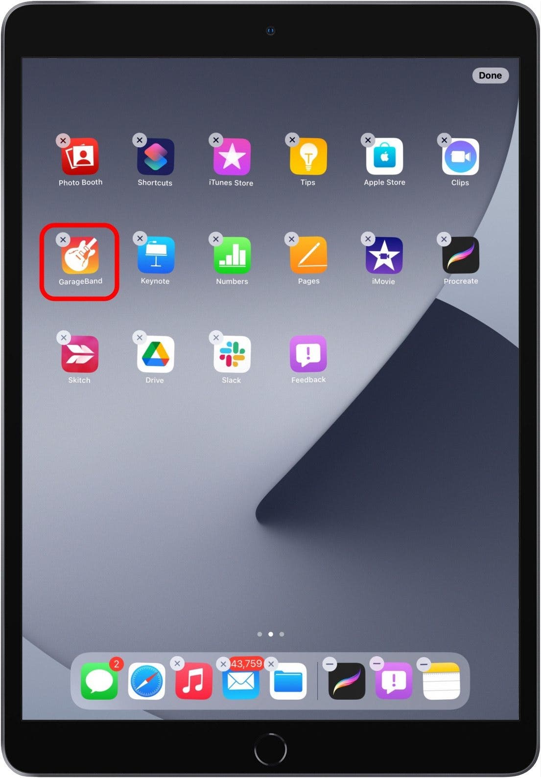 uninstall iPad app