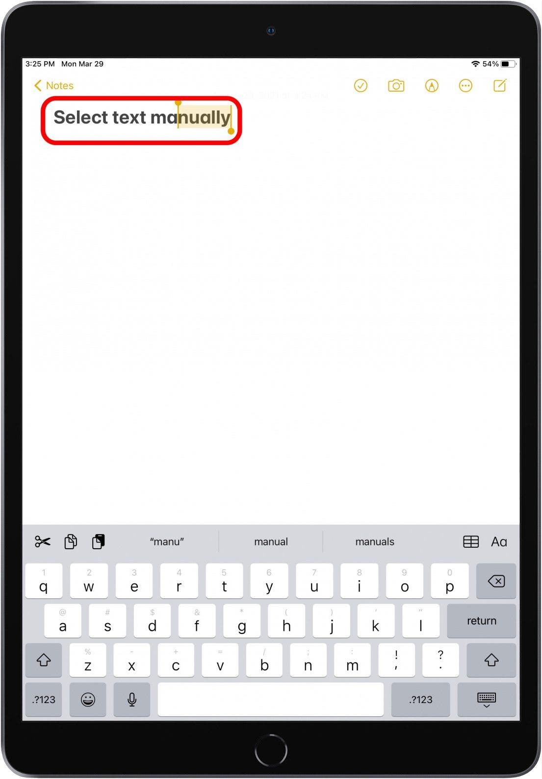 Manually select text