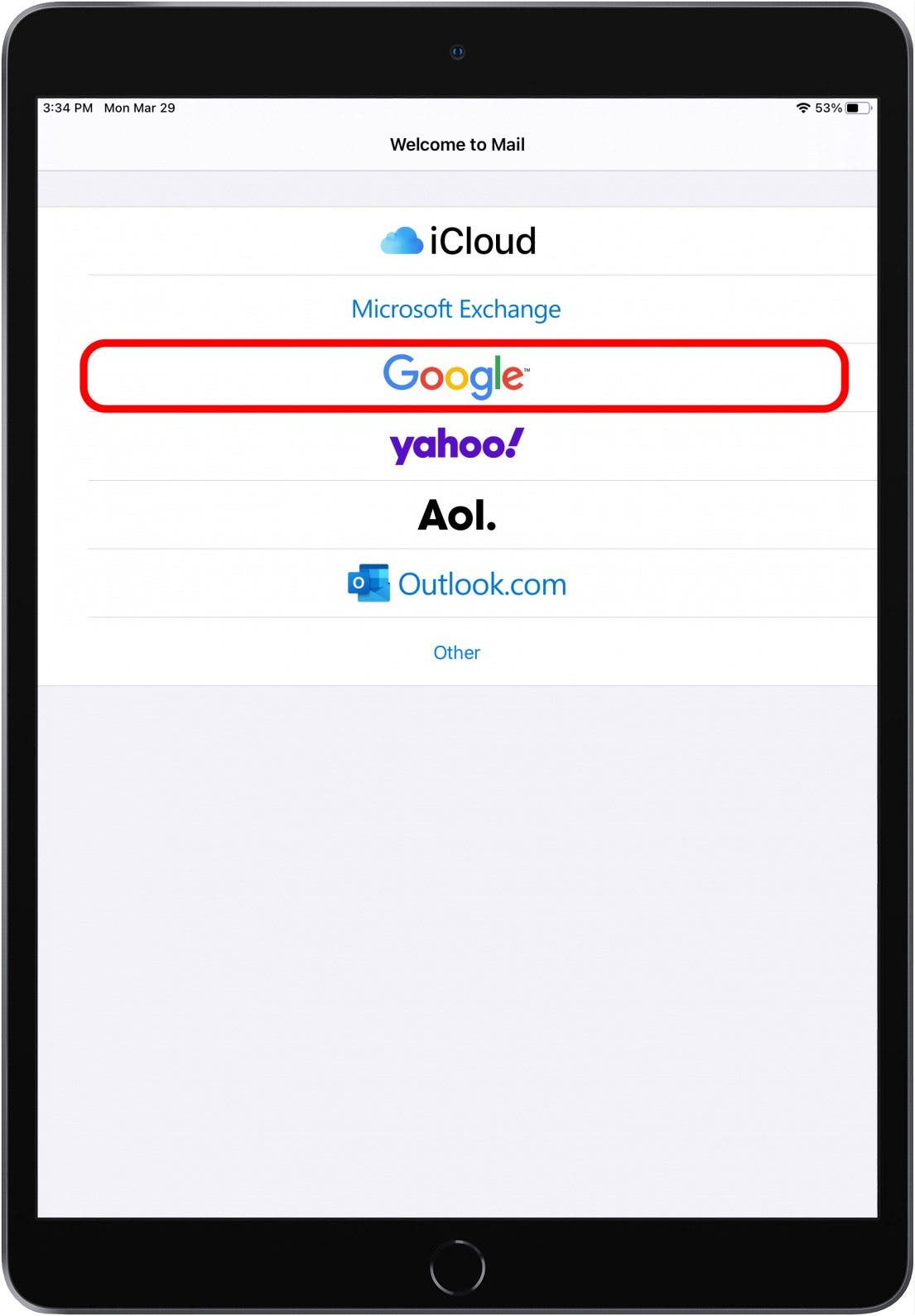 Select email provider