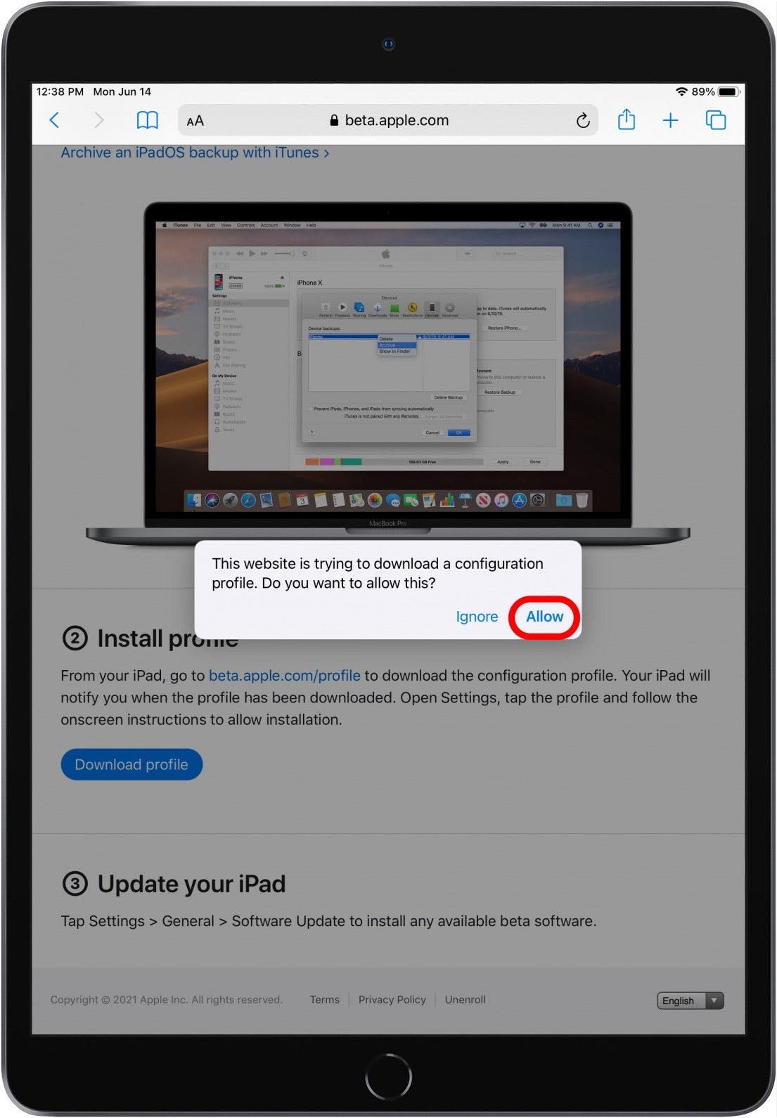 ipad beta profile ipad beta profile